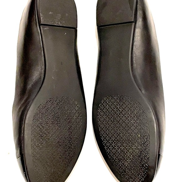 TORY BURCH Everly Cap Toe Ballet Flats 8 Leather Black - Picture 8 of 10